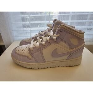 Nike Air Jordan 1 Mid GS 5Y White Lilac Purple Women 6.5 Youth Sneakers